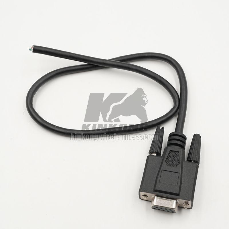 Custom RS232 DB9 Female wire harness pigtail for Serial Communication