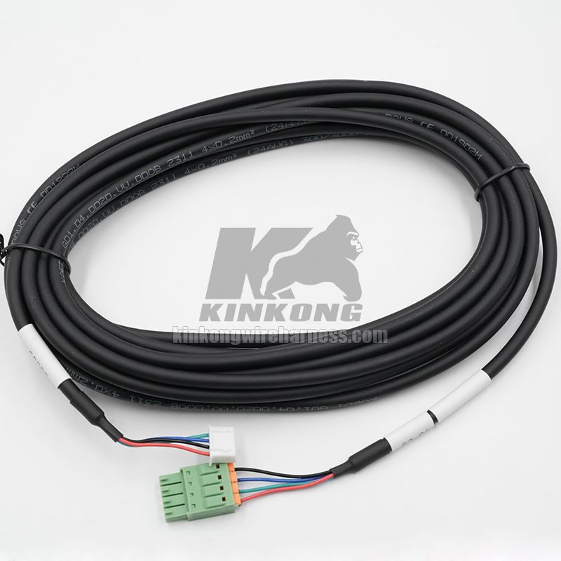 Kinkong 15EDGK-5.08-4P 22AWG Shielded Xtension Cable with JST 4 pins Automotive wire harness