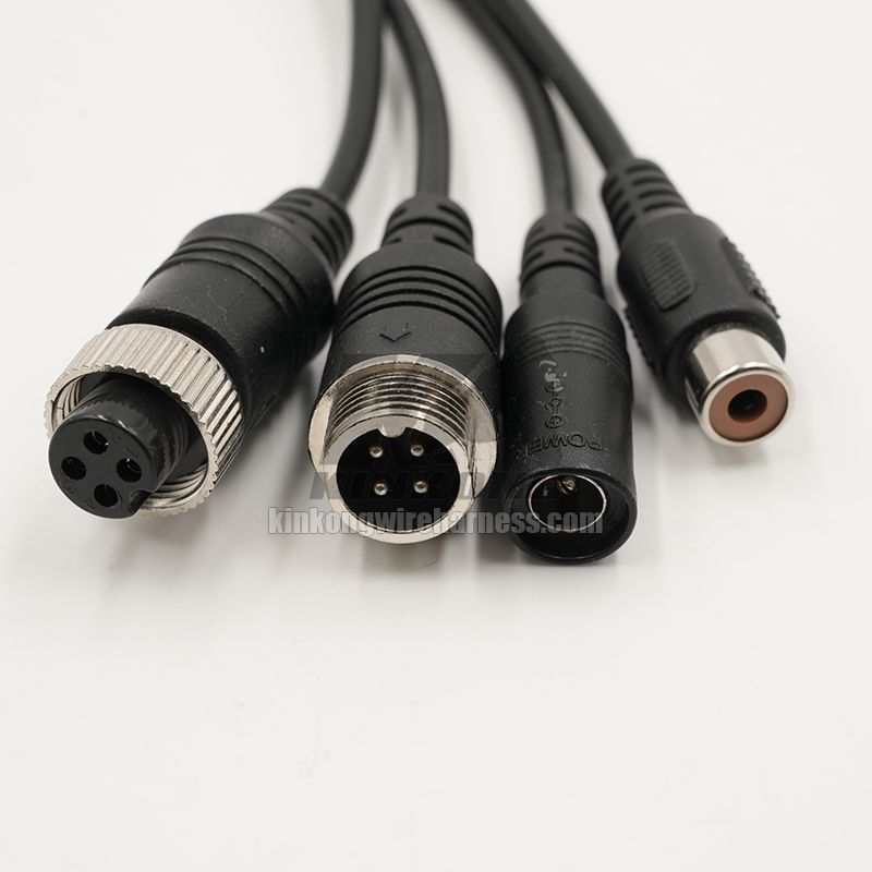 Kinkong Custom GX12 Cable Connectors 2pin 3pin 4pin Joint Extension Cable Plug Male And Female M12 5pin 6pin Black