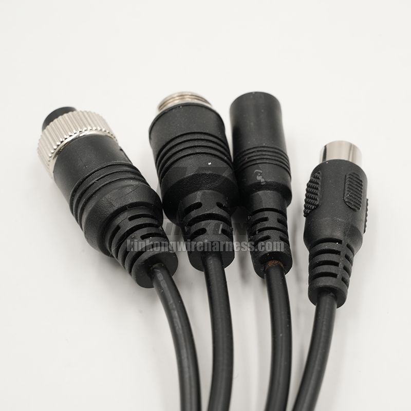 Kinkong Custom GX12 Cable Connectors 2pin 3pin 4pin Joint Extension Cable Plug Male And Female M12 5pin 6pin Black