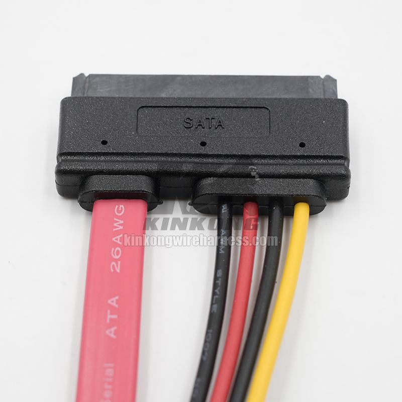 Kinkong customize SATA 7+15 Pin Female to Female 17cm Extension Connector for Desktop Laptop CD-ROM Hard Disk Drive