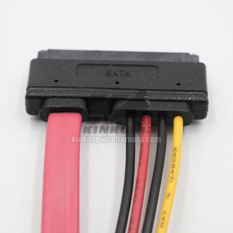 Kinkong customize SATA 7+15 Pin Female to Female 17cm Extension Connector for Desktop Laptop CD-ROM Hard Disk Drive